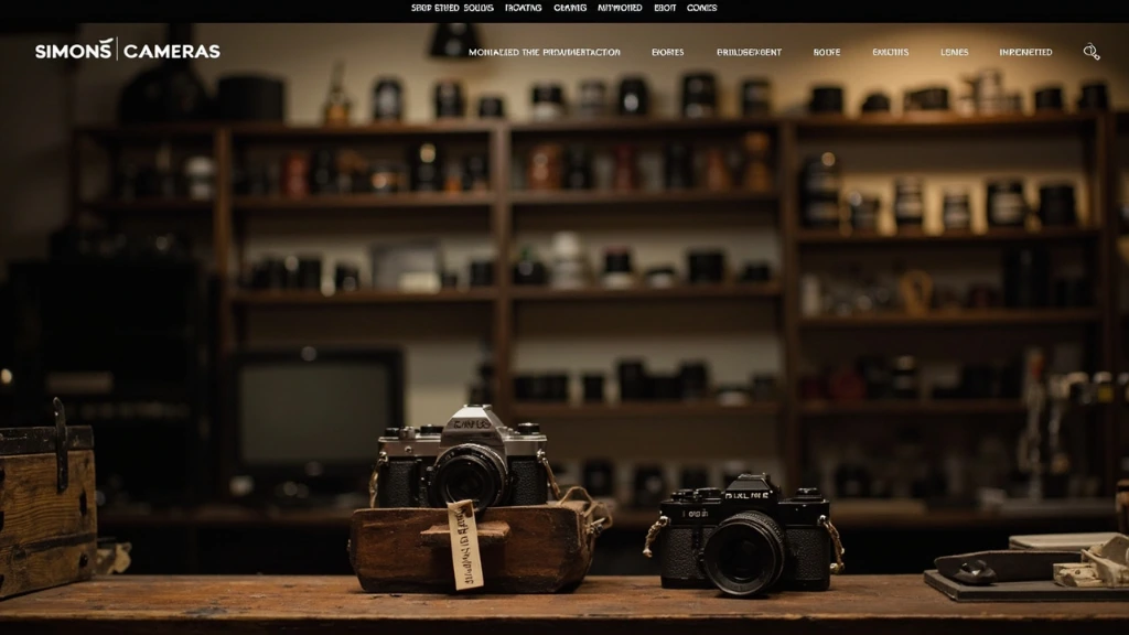 Inside the Simon's Cameras service bench in Brooklyn, lined with hand-tested used bodies.